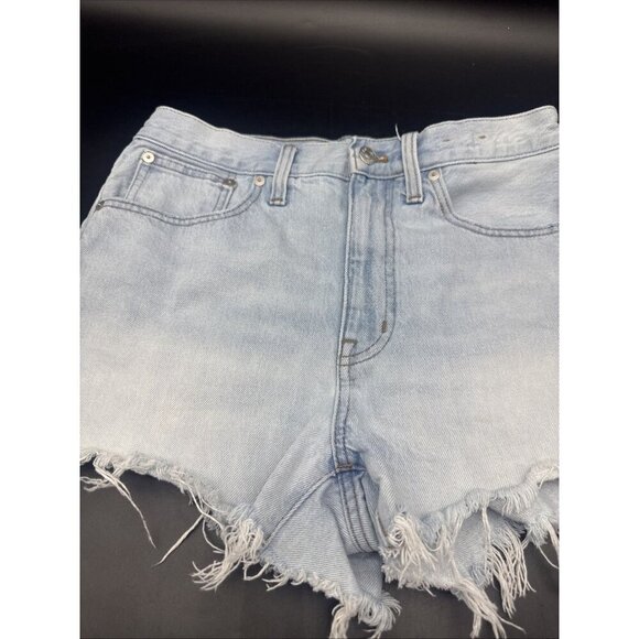 Madewell Women’s Light Blue Relaxed Raw Hem Distressed Denim Jean Shorts Sz 27 - Picture 2 of 11